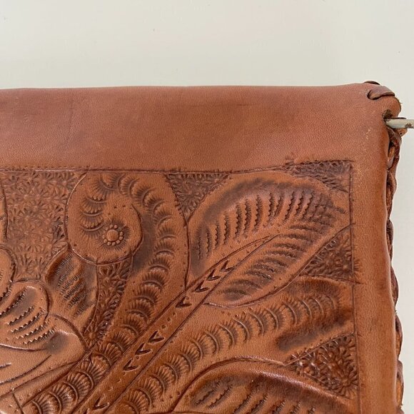 HANDMADE Unbranded Floral Leather Clutch Purse Twist Lock Brown - Picture 4 of 8